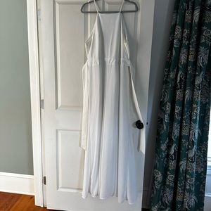 NY&Co White Wide Leg Flowy Jumpsuit - XL